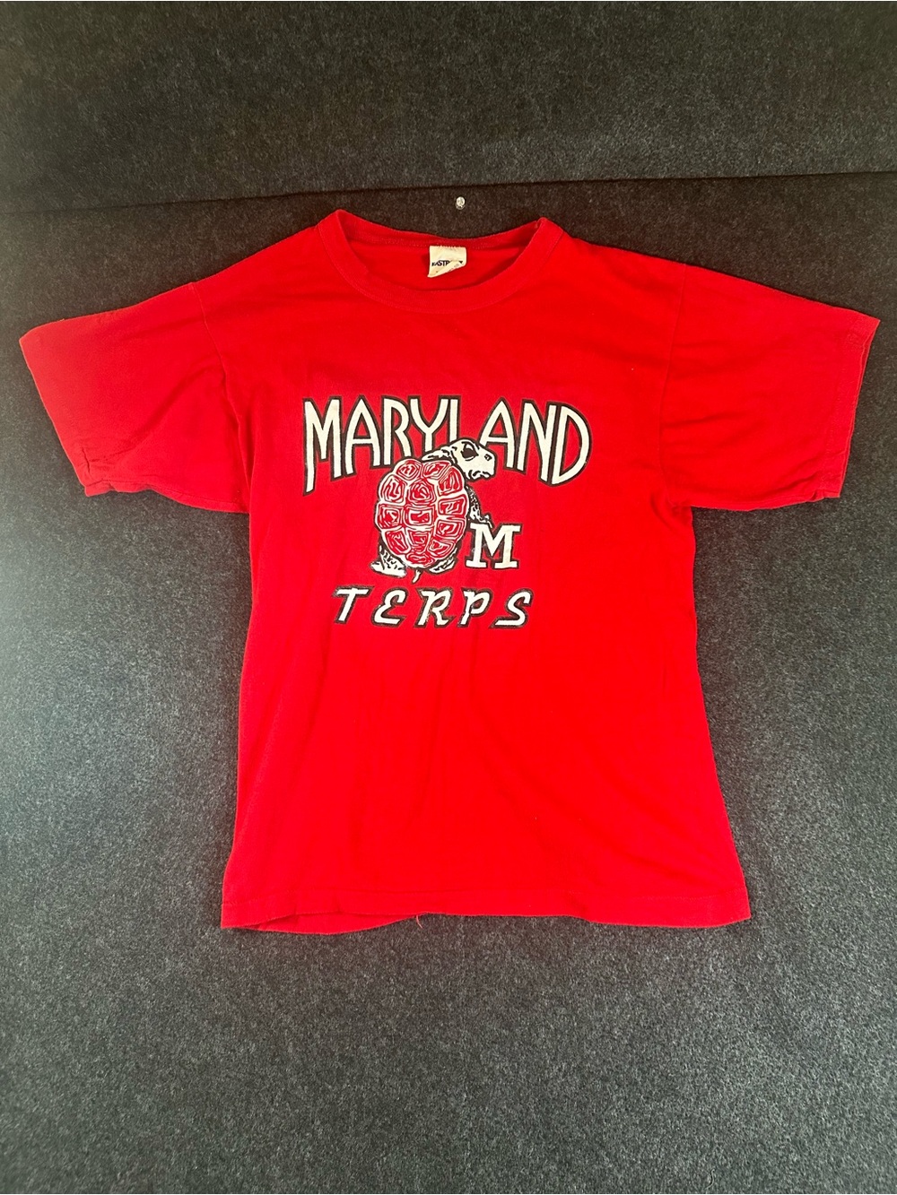 Vintage Eastport Maryland Terps T-Shirt Mens Small Red University Graphic Tee
